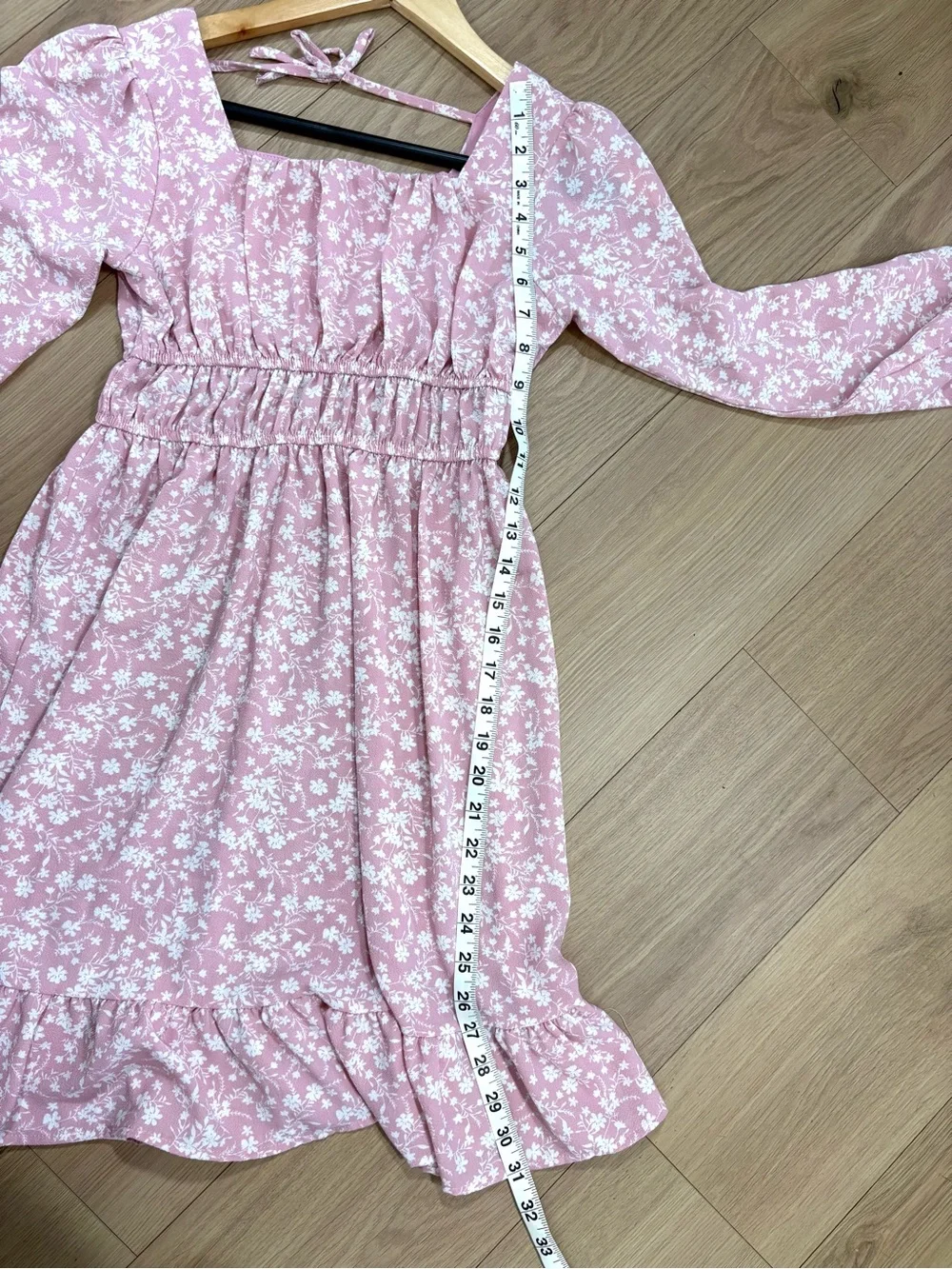 Speechless Pink Floral Smocked Long Sleeve Mini Dress Girls Size 14